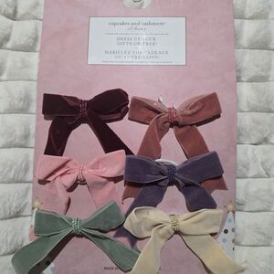cupcakes & cashmere Velvet Bow Set - Burgundy, Pink, Purple, Green, Cream